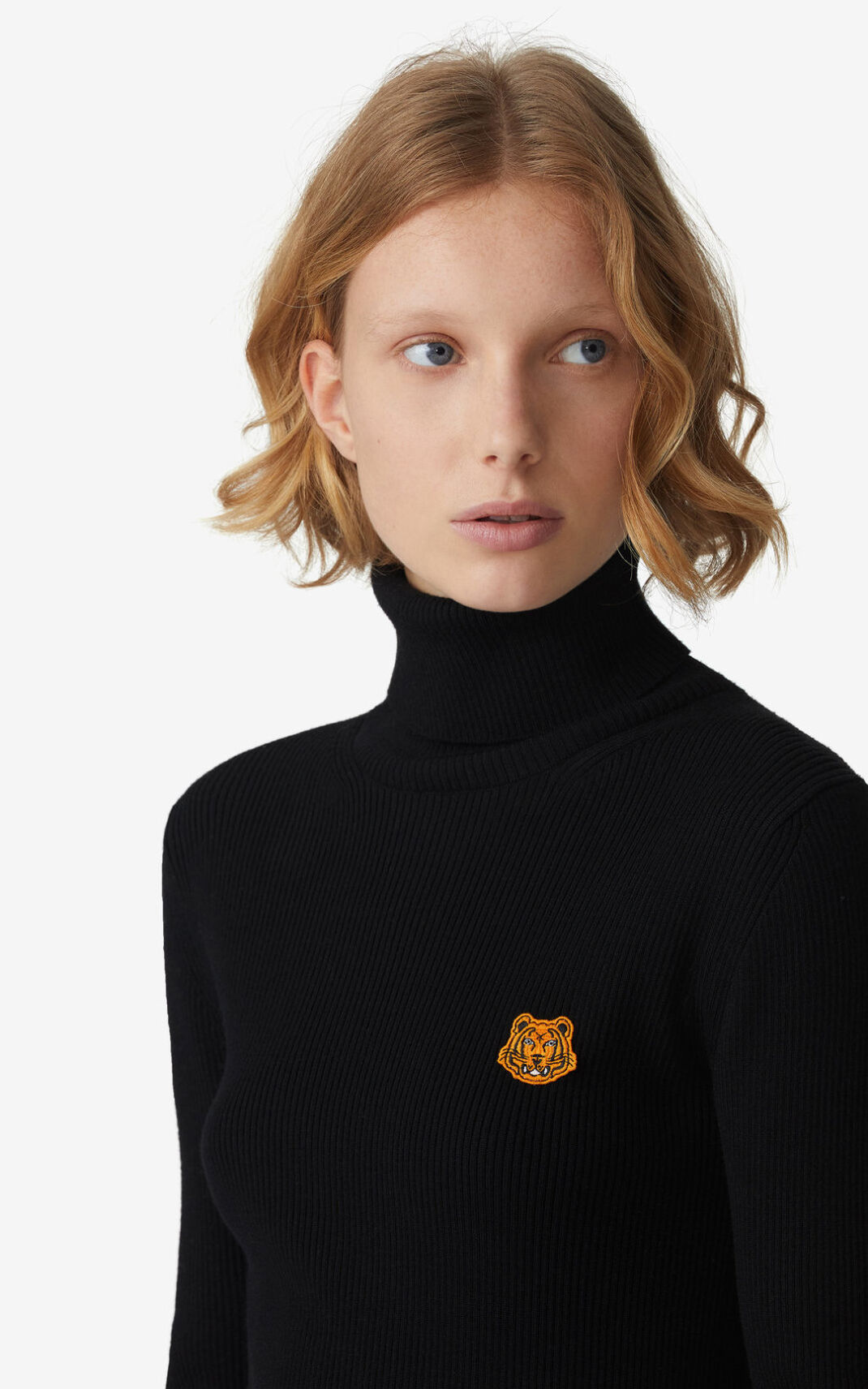 Kenzo Tiger Crest roll neck Kazak Bayan Siyah | 0659-RJHCD